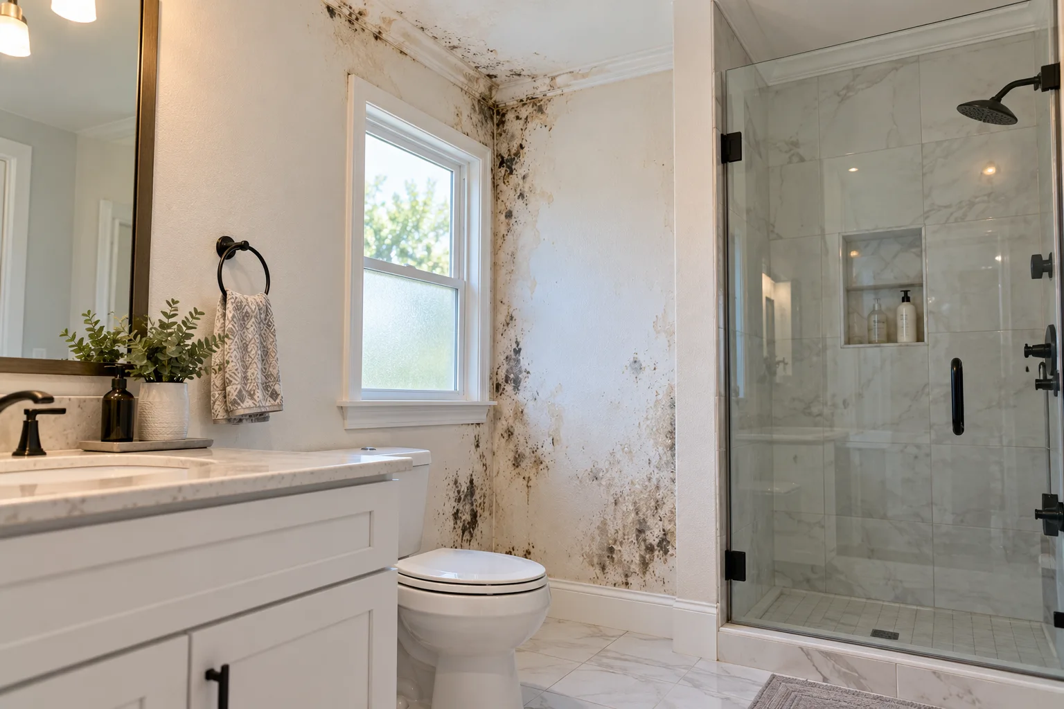 Bathroom wall inspection area